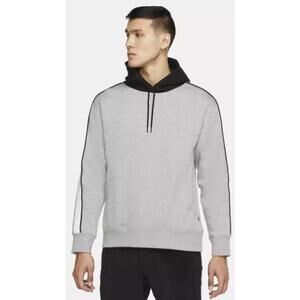 Nike SB Skate Track Hoodie Gray Black White Striped Logo Sleeves Mens Medium